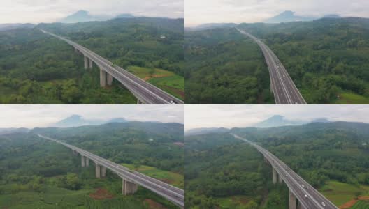 跨爪哇收费公路桥与森林景观高清在线视频素材下载