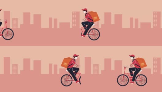 自行车快递服务动画高清在线视频素材下载