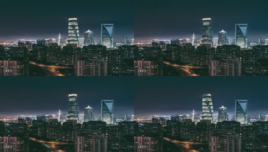 上海天际线夜景鸟瞰图/中国高清在线视频素材下载