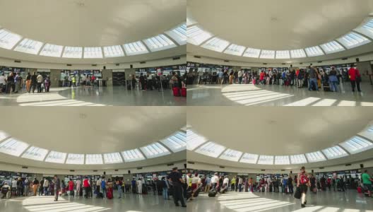 4K延时:旅客在机场办理登机手续高清在线视频素材下载