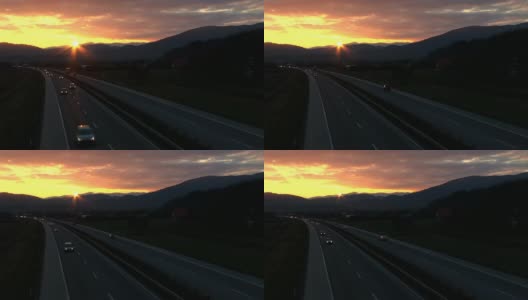 高清延时:日落的高速公路高清在线视频素材下载