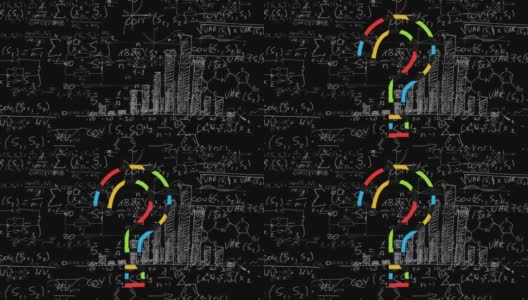 在黑色背景上的问号和数学方程的动画高清在线视频素材下载