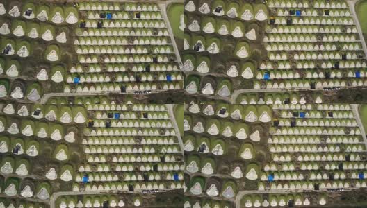 泰国春武里万邦华人墓地鸟瞰图。高清在线视频素材下载