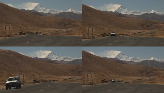 卡车在西藏山区的公路上行驶高清在线视频素材下载