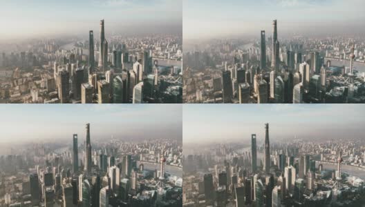 上海天际线的高空摄影和鸟瞰图高清在线视频素材下载