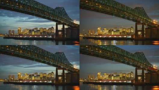 托宾桥和波士顿天际线的时间流逝高清在线视频素材下载
