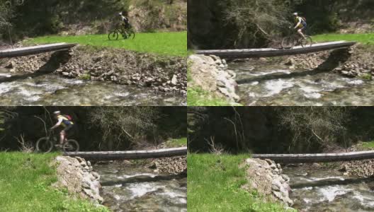 骑自行车过桥高清在线视频素材下载