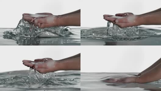 SLO MO小手捧水的镜头高清在线视频素材下载