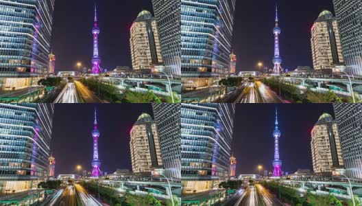 T/L WS上海东方明珠电视塔夜景高清在线视频素材下载