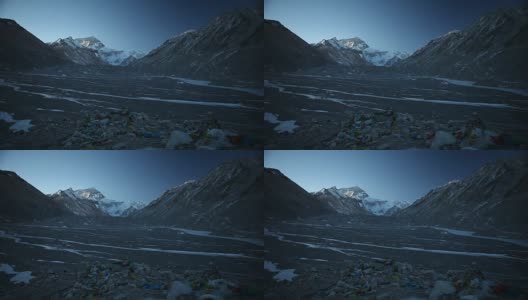 珠穆朗玛峰大本营的祈祷旗高清在线视频素材下载