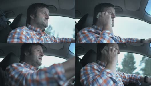 HD:一名男子在开车时打电话高清在线视频素材下载