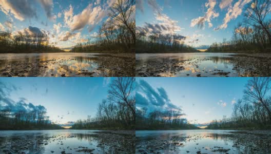 T/L 8K日落时河上美丽的云景高清在线视频素材下载