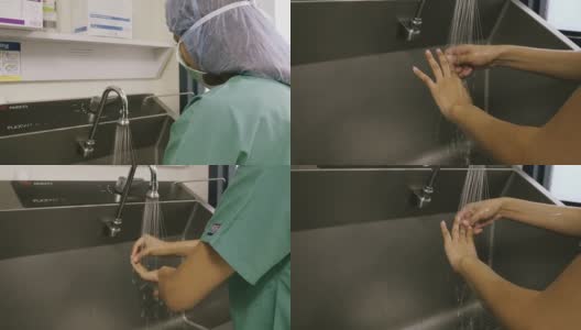 护士清洁指甲为手术做准备高清在线视频素材下载