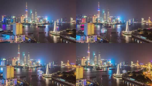 上海夜景和天际线。间隔拍摄4 k高清在线视频素材下载