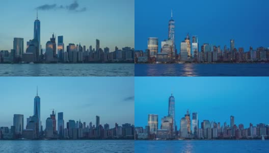 从白天到晚上，纽约市曼哈顿市中心的时间流逝高清在线视频素材下载