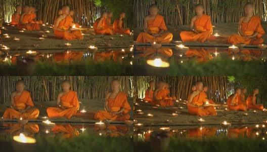佛教的镜头，佛教初学者正在阿萨哈礼拜中冥想高清在线视频素材下载
