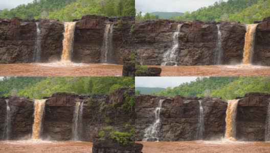 慢镜头拍摄的吉拉瀑布从印度古吉拉特邦当区萨普特拉附近的瓦格海悬崖上落下。吉拉瀑布从安比卡河上瀑布而下。高清在线视频素材下载