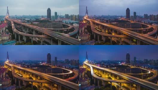 时光流逝——杨浦大桥从早到晚高清在线视频素材下载