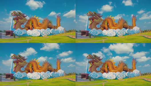泰国素潘的巨龙雕像。高清在线视频素材下载