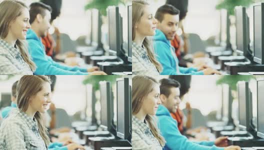 在计算机实验室学习的大学生高清在线视频素材下载