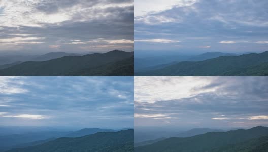 黄昏时的山景天空和云雾高清在线视频素材下载