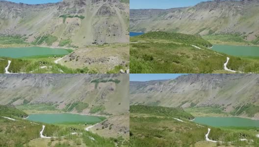 火山口山脉之间的内姆拉特火山口湖高清在线视频素材下载