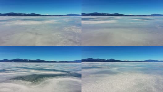 飞过俄勒冈州结冰的湖面高清在线视频素材下载