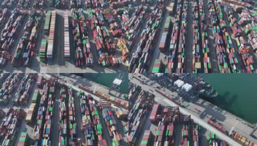深圳盐田国际集装箱码头航拍影像，中国，Hyperlapse高清在线视频素材下载