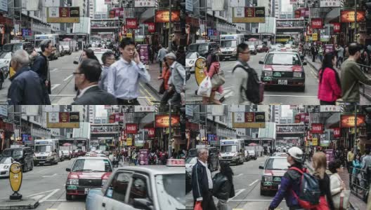 中国香港，2014年11月13日:中国香港市中心的交通和行人高清在线视频素材下载