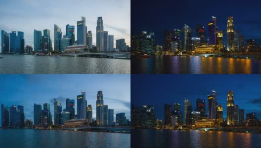 黄昏时分新加坡中央商务区的天际线高清在线视频素材下载