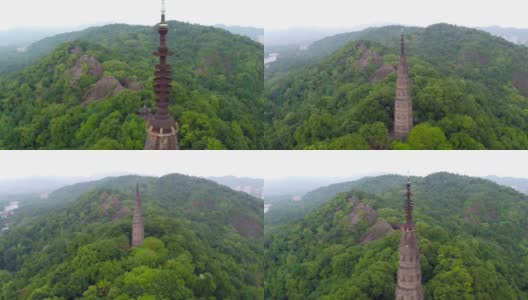 鸟瞰图天际线，城市景观和杭州宝塔高清在线视频素材下载