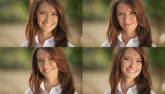 户外快乐年轻女人的肖像高清在线视频素材下载