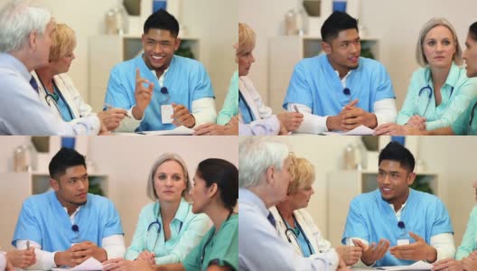年轻护士与医疗队讨论患者预后高清在线视频素材下载