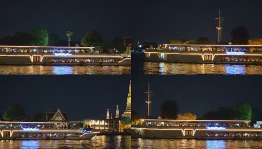 panning:夜间乘船游览Wat Arun高清在线视频素材下载