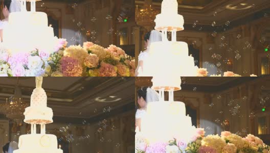 4K:用蛋糕庆祝婚礼高清在线视频素材下载