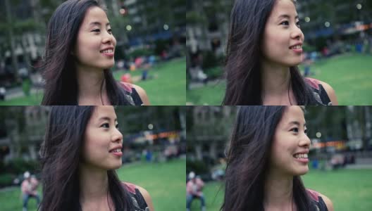 一个快乐的年轻女人的肖像高清在线视频素材下载