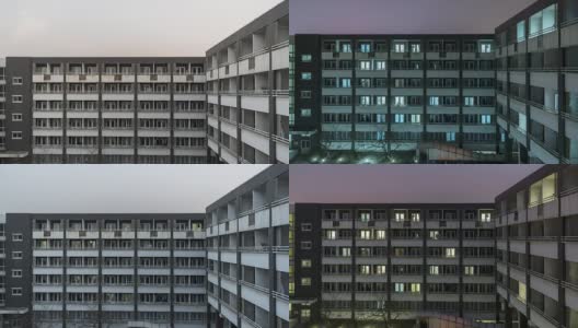 T/L MS HA TD Urban Residential Area, Day to Night Transition / Beijing, China高清在线视频素材下载