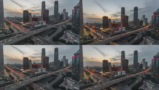 时光流逝——北京CBD、中国国际贸易中心(平移)高清在线视频素材下载
