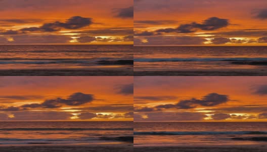 垂直视频火明亮的日落在海滩上高清在线视频素材下载