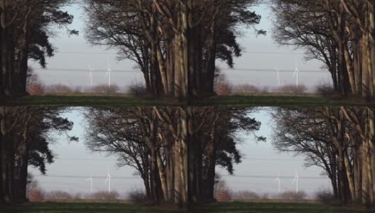 从森林里拍摄的旋转叶片的风车高清在线视频素材下载