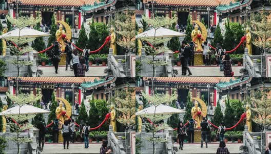 中国香港，2014年11月13日:中国香港，著名的黄大仙祠中的恋人神像高清在线视频素材下载