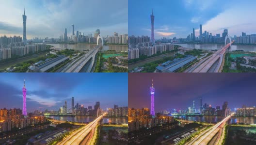 guangzhou skyline at dusk高清在线视频素材下载