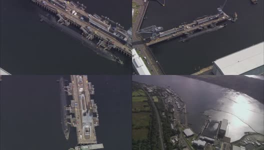 Faslane海军基地(核潜艇)-鸟瞰图-苏格兰，阿盖尔和比特，英国高清在线视频素材下载