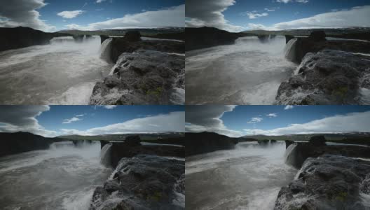 在Godafoss瀑布移动云和水的时间推移视频高清在线视频素材下载