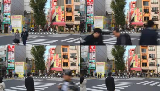 在日本东京的新宿，人们挤在HD时光流逝中高清在线视频素材下载