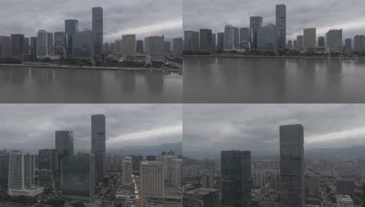 中国福州金融街的雨天高清在线视频素材下载
