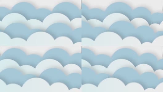蓝天白云从右向左飘动。卡通天空动画梯度背景。平面动画。4 k高清在线视频素材下载