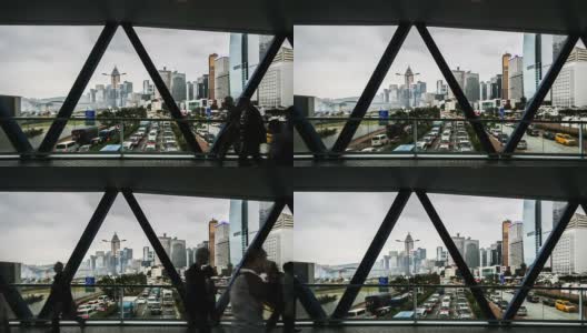 中国香港，2014年11月12日:中国香港市中心的交通和行人高清在线视频素材下载
