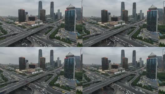 时间推移-北京CBD地区鸟瞰图(WS/ Zoom out)高清在线视频素材下载