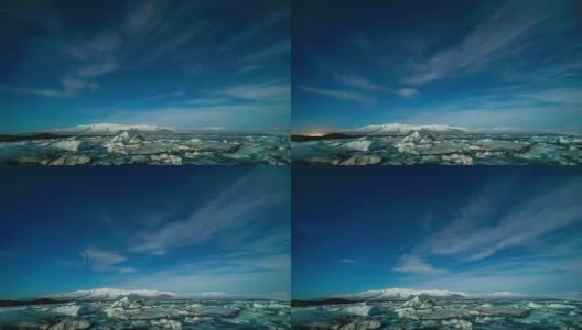 Time-lapse: Star Trail at Vatnajokull Glacier Jokulsarlon冰岛高清在线视频素材下载